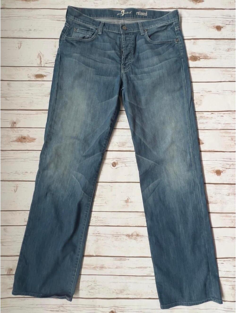 7 For All Mankind Relaxed Jeans Blue Medium Wash Straight Leg Size 33